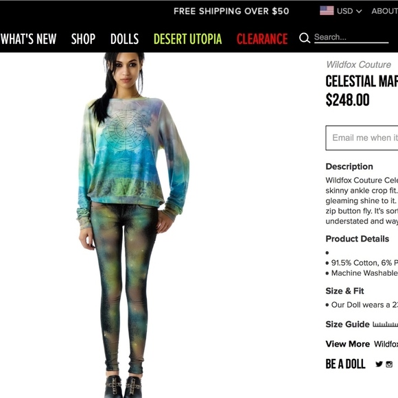 WILDFOX MARIANNE Celestial Galaxy SKINNY JEANS - Picture 7 of 11